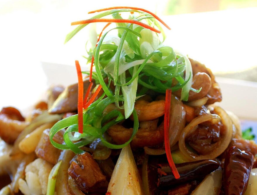 Sizzling prawn stir-fry at Chang Siam Thai Restaurant, Kerikeri